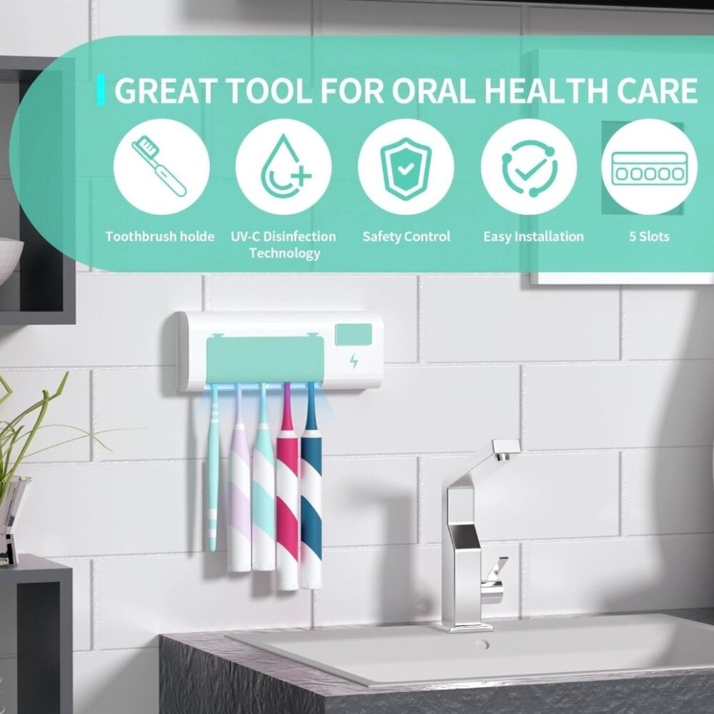 Toothbrush Holders Green Wall Mounted for Bathroom